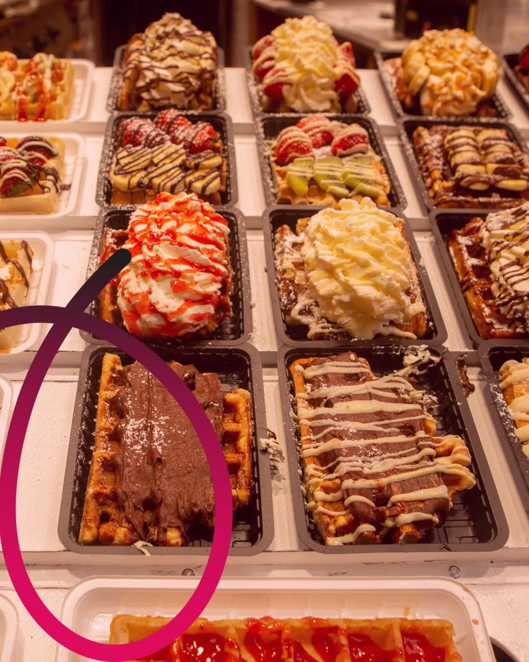 Different varieties of Belgian waffles 